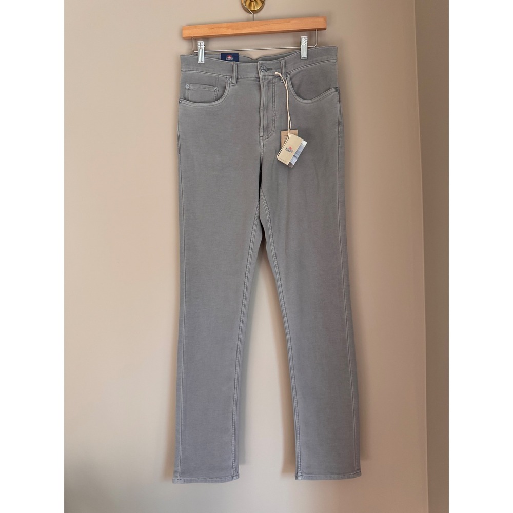 Faherty Mens Stretch Terry 5-Pocket Pants Grey Over-Dyed Slim Straight 30x32 NWT